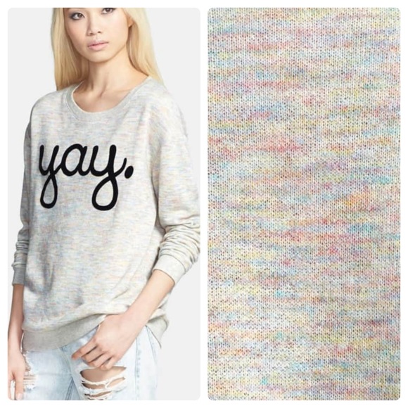 MINKPINK Um Yay Sweatshirt Confetti Gray Medium - Picture 1 of 8